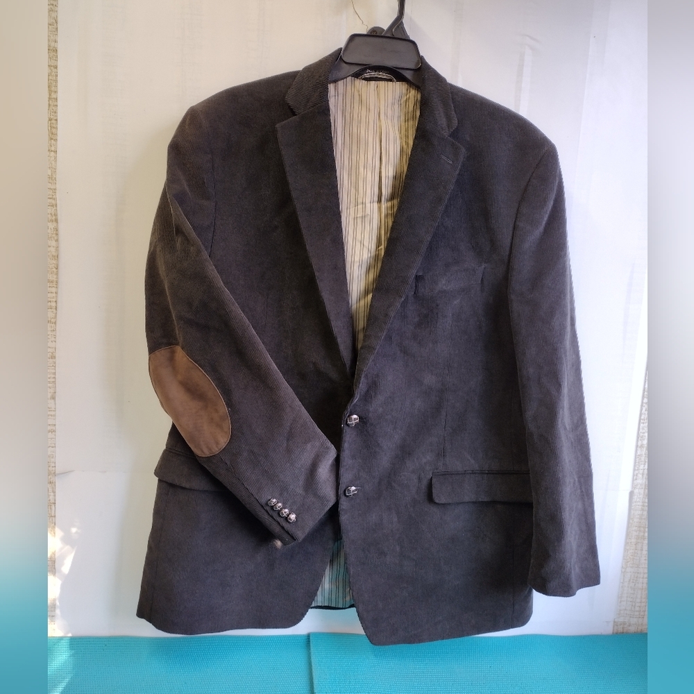 Chaps Men's Sport Brown Corduroy Two-Buttons Lined Blazer w/ Elbow Patches 48L
